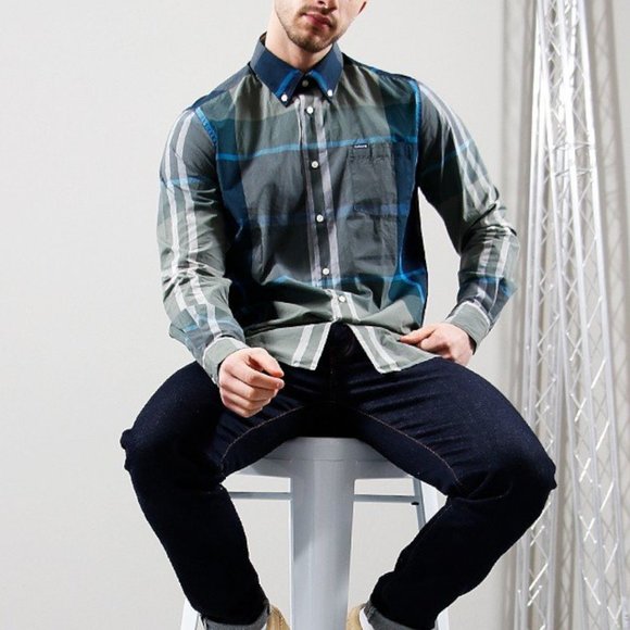 NWT Barbour Harris Tailored Button Down Long Sleeve Shirt Size XL